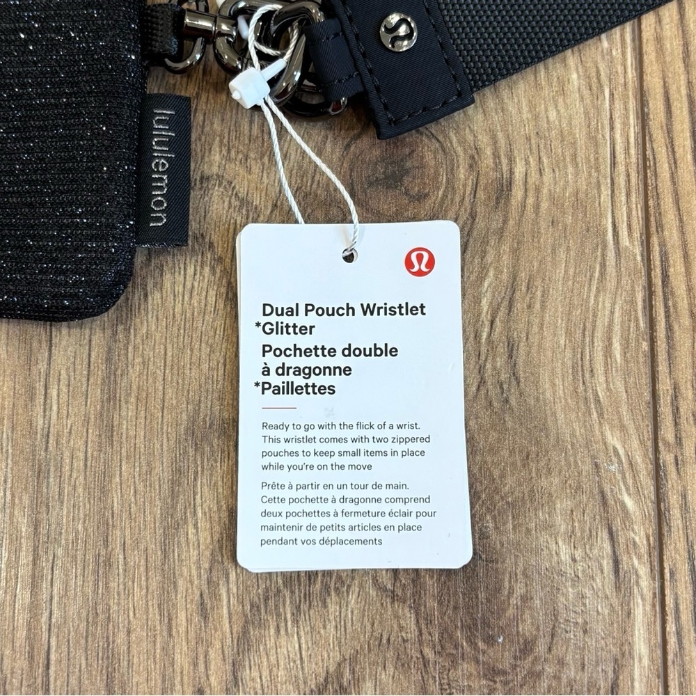 NWT Lululemon Dual Pouch Wristlet *Glitter In Black/Gunmetal - Picture 6 of 7
